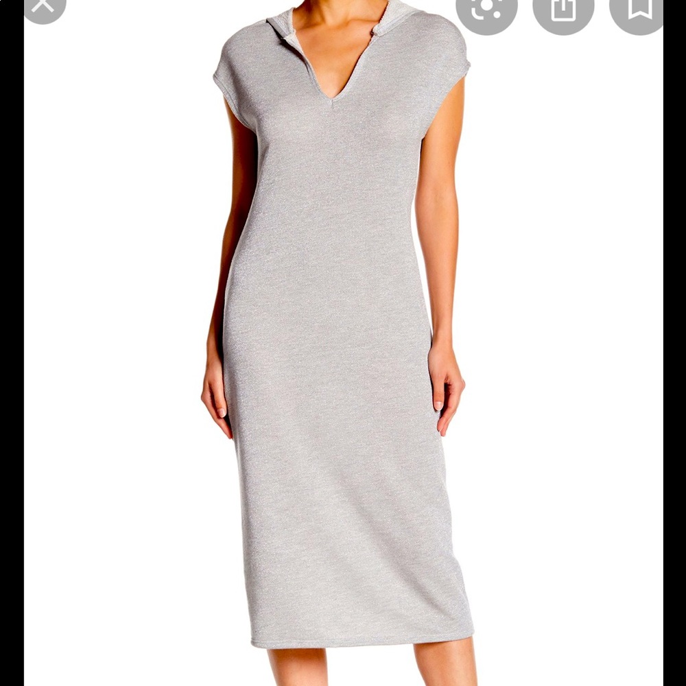 Go Couture Hooded Midi Modal Dress Silver Small